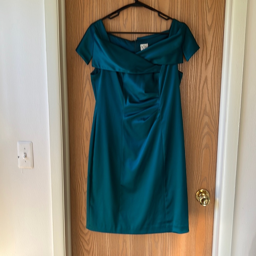 Turquoise satin dress